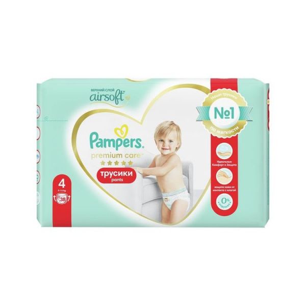 Подгузники-трусики Pampers Premium Care 4 38 размер 4, 9 - 15 кг, 38 шт.